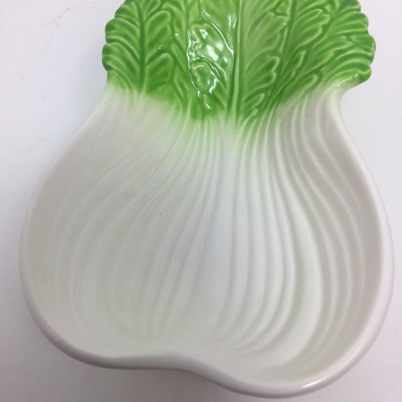 Celery Shaped Ceramic Dish Vintage Japan Vegetable Bok Choy Bowl Decor Display - Picture 11 of 12